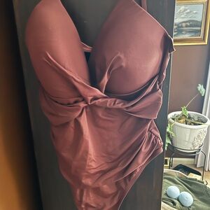 La Blanca Maroon Swimsuit